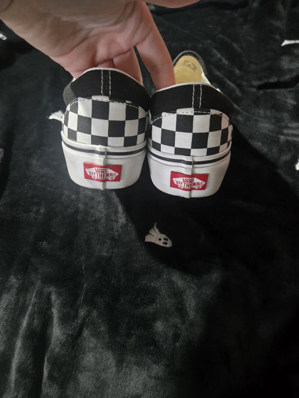 Platform Checkered Vans With Daisy Embroidery